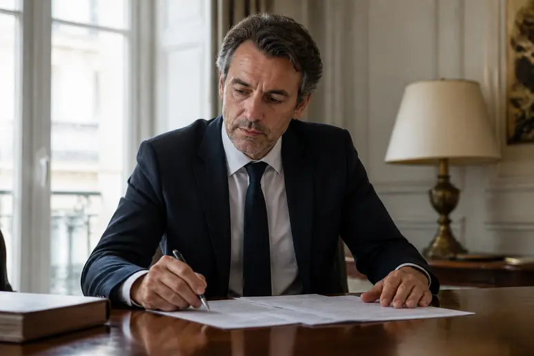 Homme examinant des documents pour un litige d'assurance-auto-qlara.