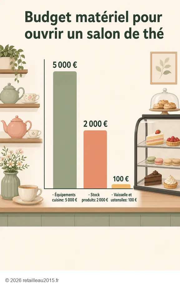 Budget materiel necessaire pour ouvrir un salon de the : prix des equipements, stock et vaisselle.
