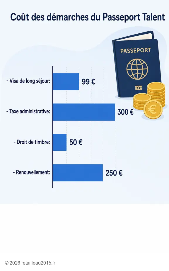 Frais administratifs requis en plus du salaire passeport talent réglementaire pour s'installer en France.
