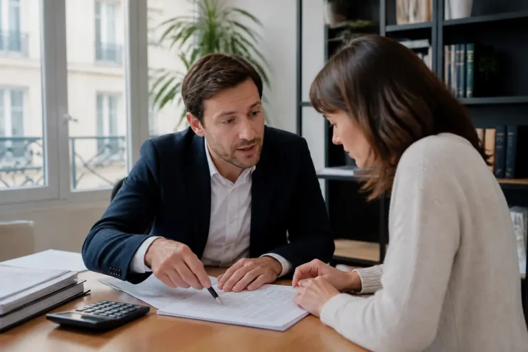 Un entrepreneur analyse un document financier pour savoir comment obtenir devis rapide précis dans son bureau lumineux.