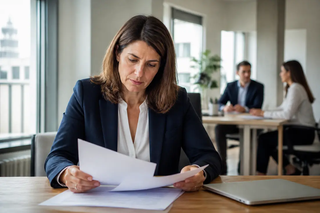 Gestionnaire RH consultant des documents administratifs au bureau avec RH Desk retour expérience