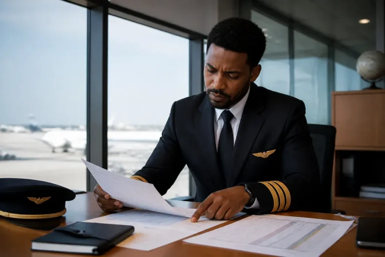 Un employé consultant des plannings de vol sur un bureau, illustrant l'accès à Intralignes Air France.
