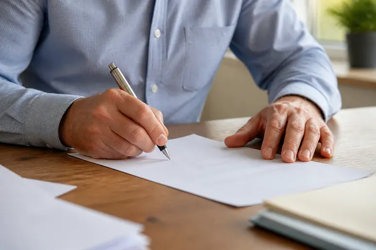 Personne signant un courrier de contestation pour formaliser le litige auprès du prestataire