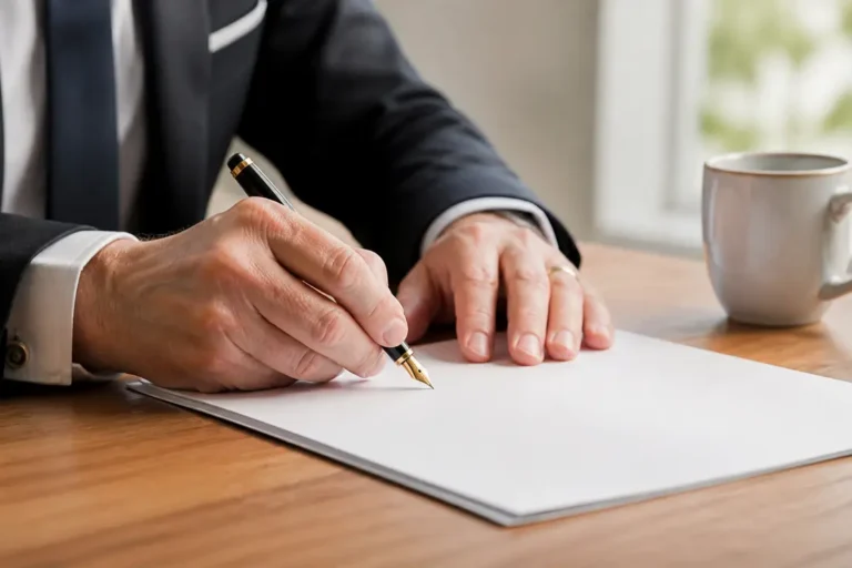signature électronique avis prix pour valider un contrat professionnel sur un bureau en bois